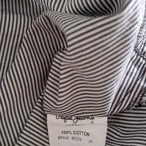 Pepe jeans London sleeveless stripped black and white button down top - Picture 9 of 9